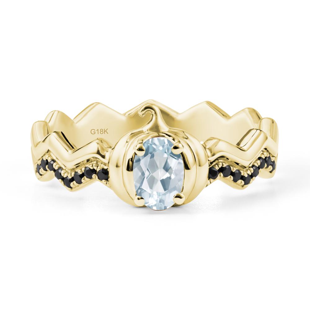 Oval Aquamarine and Black Spinel Pumpkin Ring - LUO Jewelry #metal_18k yellow gold