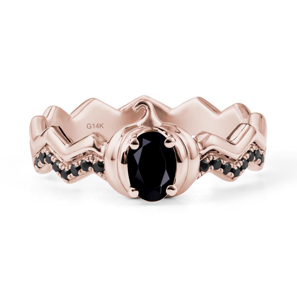 Oval Black Spinel Pumpkin Ring - LUO Jewelry #metal_14k rose gold