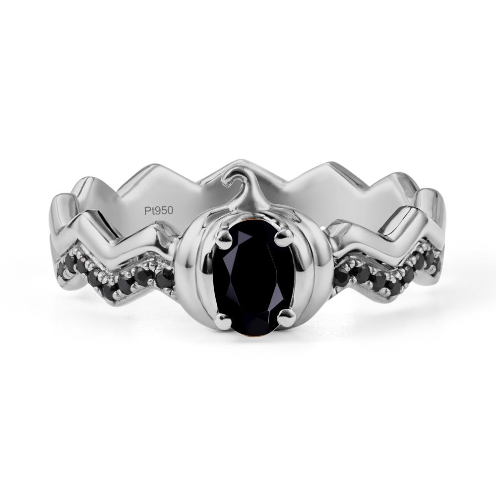 Oval Black Spinel Pumpkin Ring - LUO Jewelry #metal_platinum