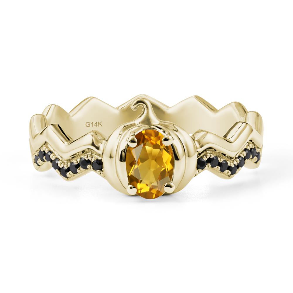 Halloween Pumpkin Citrine and Black Spinel Ring - LUO Jewelry #metal_14k yellow gold