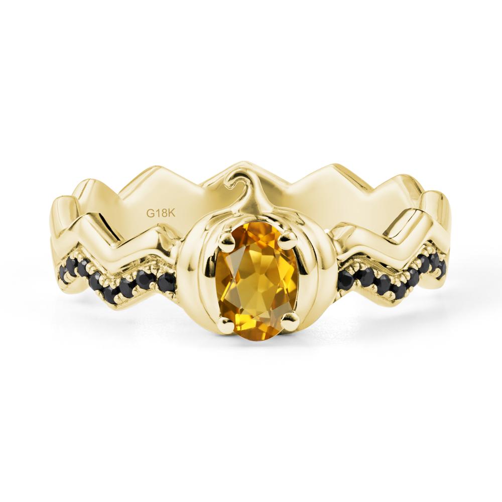 Halloween Pumpkin Citrine and Black Spinel Ring - LUO Jewelry #metal_18k yellow gold