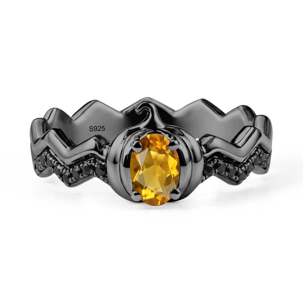 Halloween Pumpkin Citrine and Black Spinel Ring - LUO Jewelry #metal_black finish sterling silver