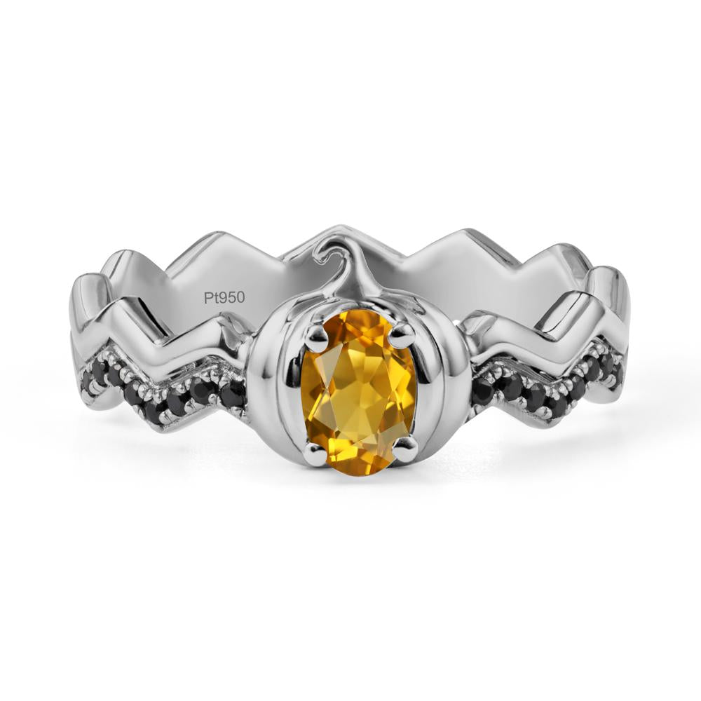 Halloween Pumpkin Citrine and Black Spinel Ring - LUO Jewelry #metal_platinum