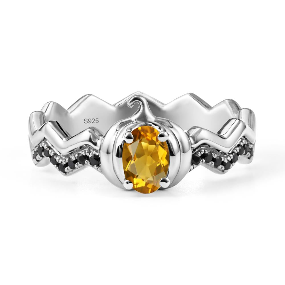 Halloween Pumpkin Citrine and Black Spinel Ring - LUO Jewelry #metal_sterling silver