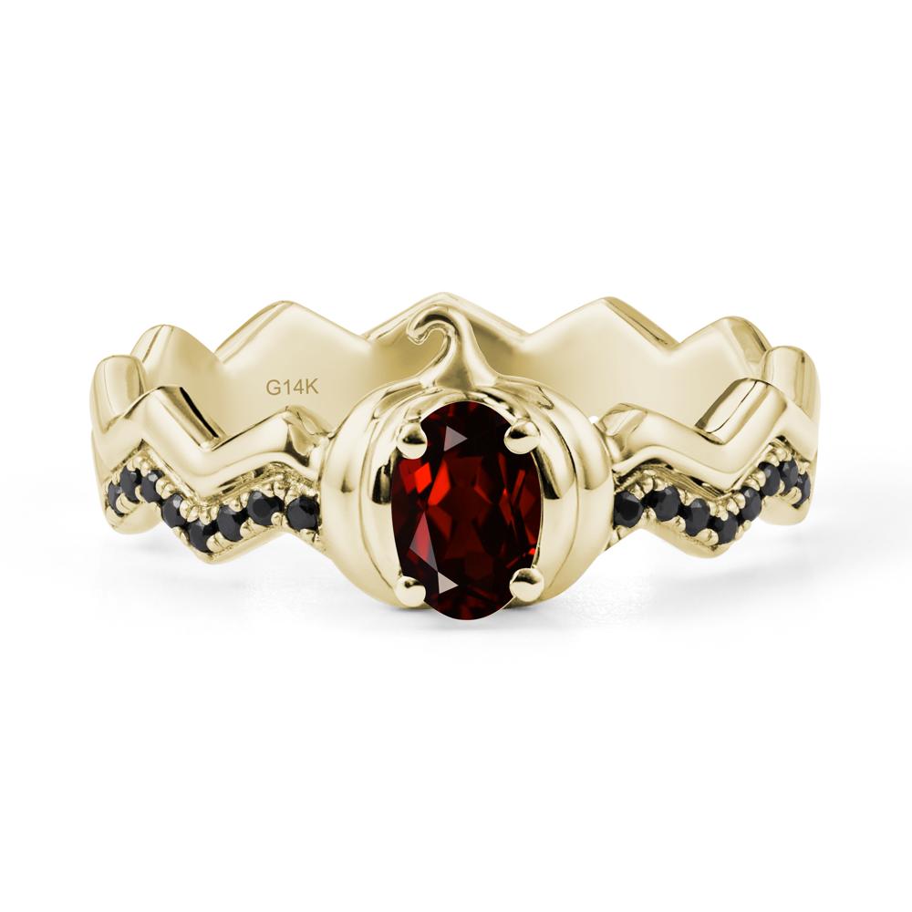 Halloween Pumpkin Garnet and Black Spinel Ring - LUO Jewelry #metal_14k yellow gold