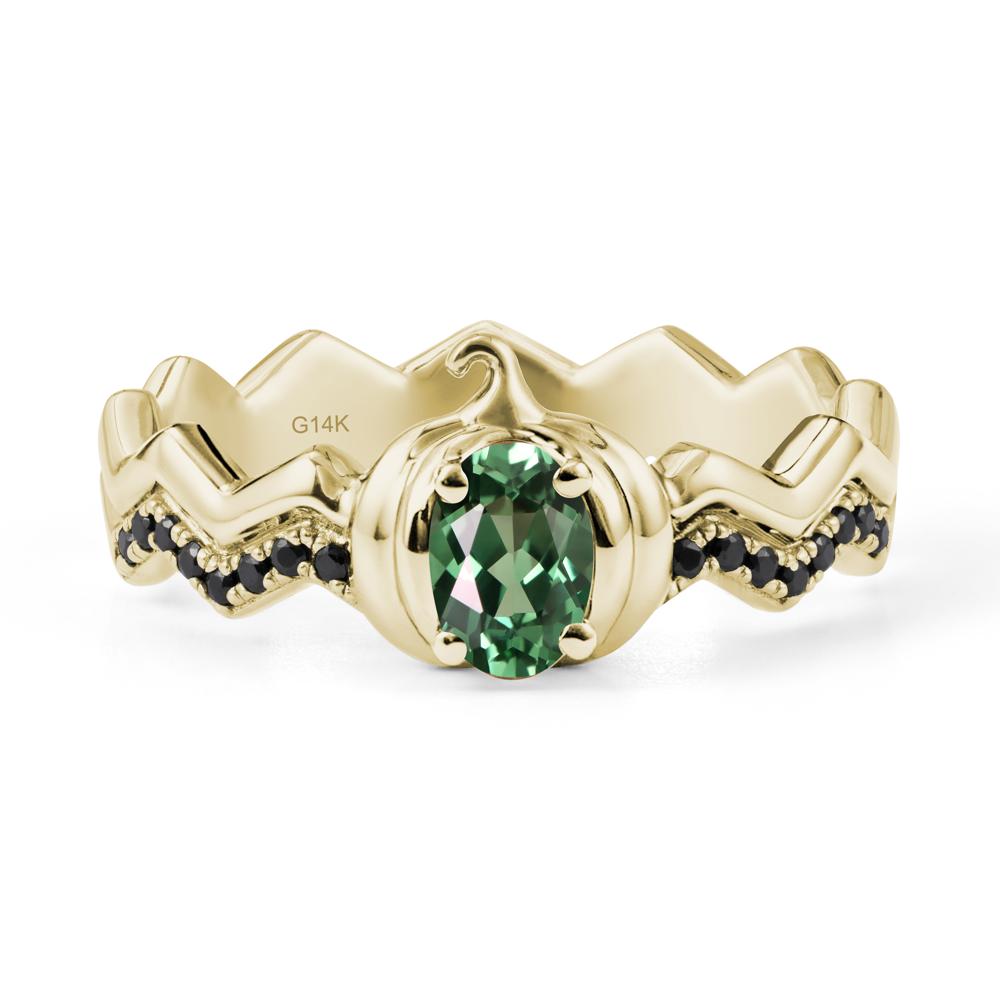 Oval Green Sapphire and Black Spinel Pumpkin Ring - LUO Jewelry #metal_14k yellow gold