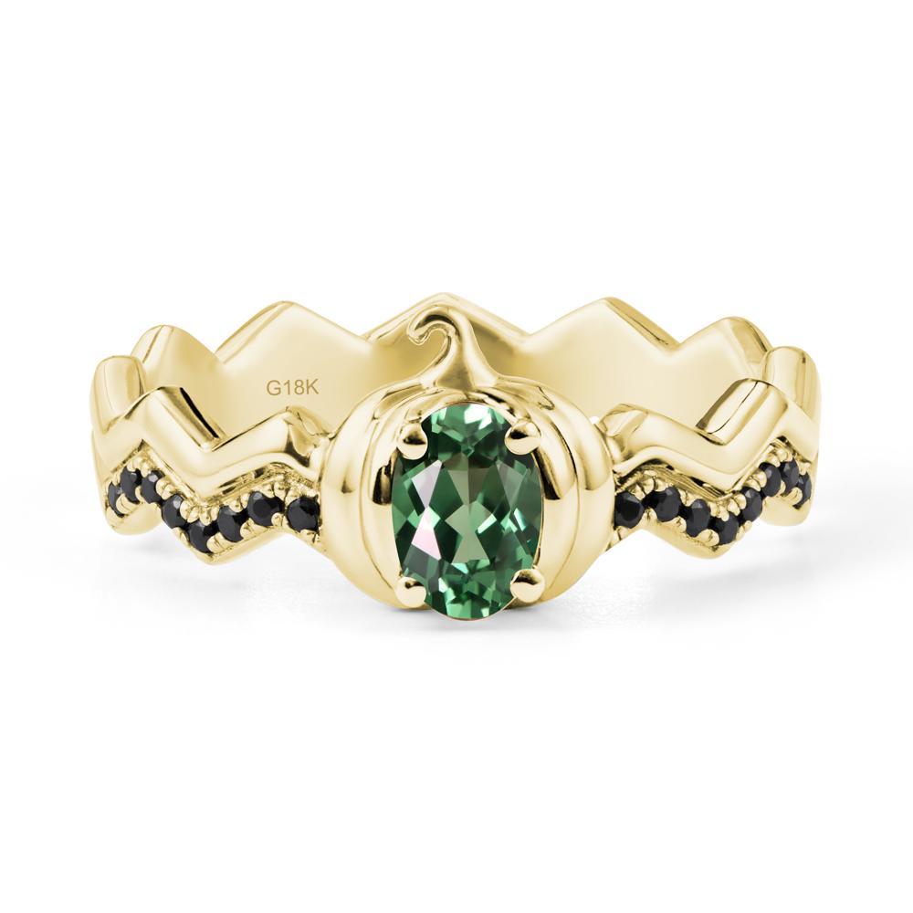 Oval Green Sapphire and Black Spinel Pumpkin Ring - LUO Jewelry #metal_18k yellow gold
