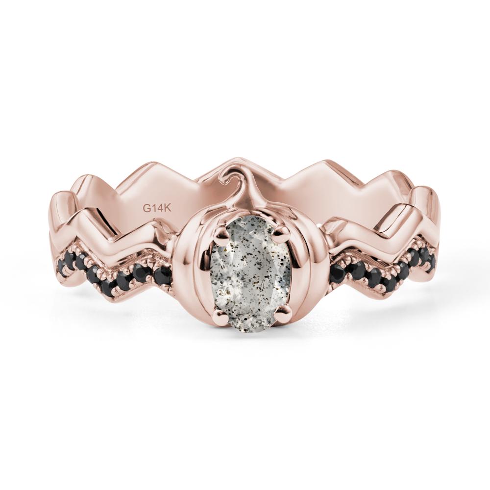 Halloween Pumpkin Herkimer Diamond and Black Spinel Ring - LUO Jewelry #metal_14k rose gold