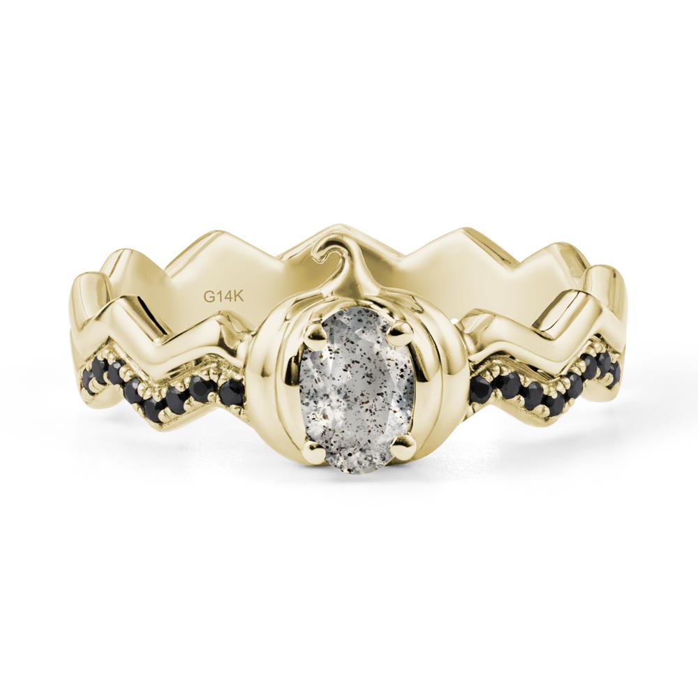 Halloween Pumpkin Herkimer Diamond and Black Spinel Ring - LUO Jewelry #metal_14k yellow gold