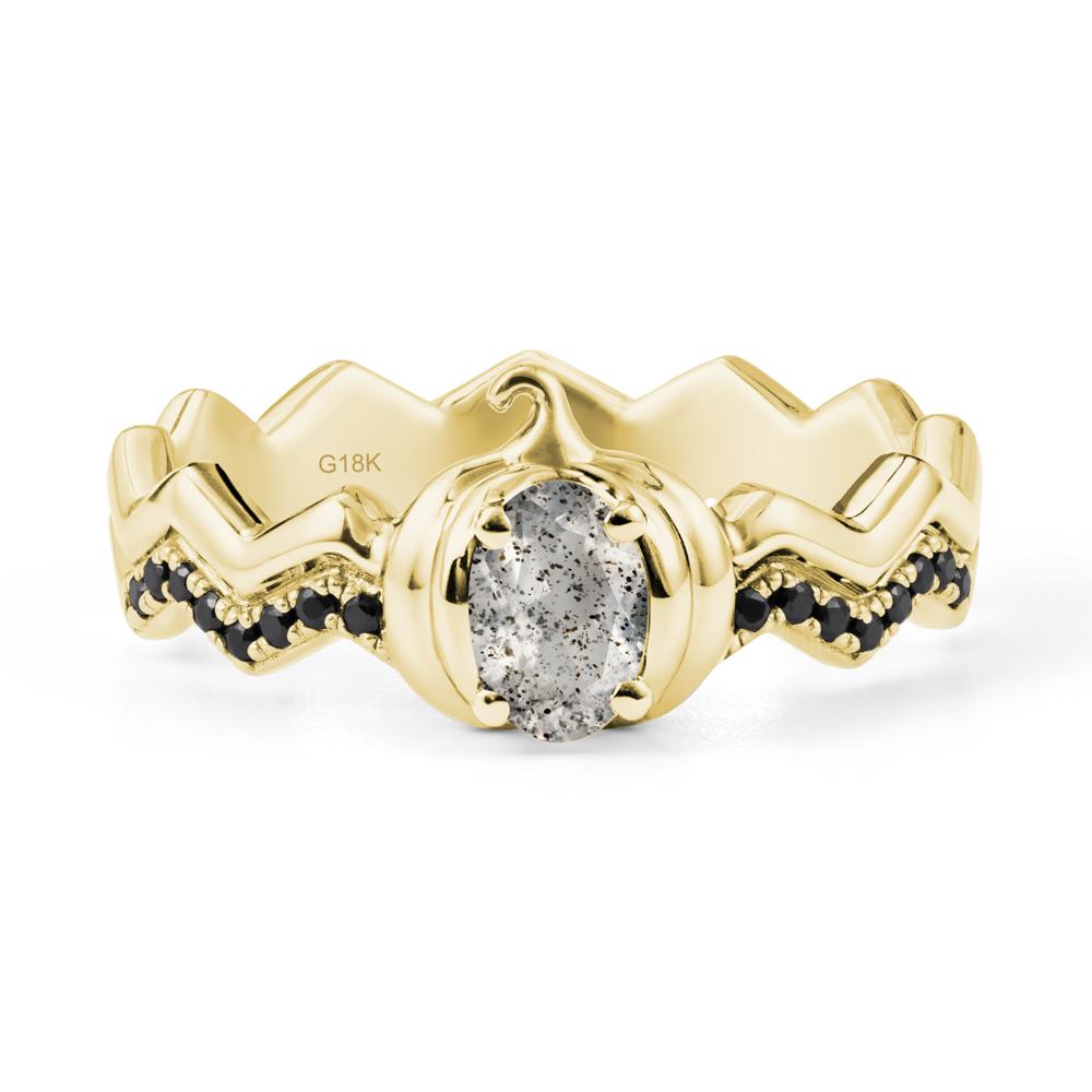 Halloween Pumpkin Herkimer Diamond and Black Spinel Ring - LUO Jewelry #metal_18k yellow gold
