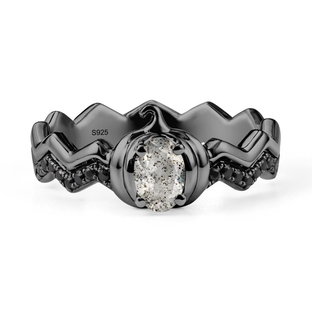 Halloween Pumpkin Herkimer Diamond and Black Spinel Ring - LUO Jewelry #metal_black finish sterling silver