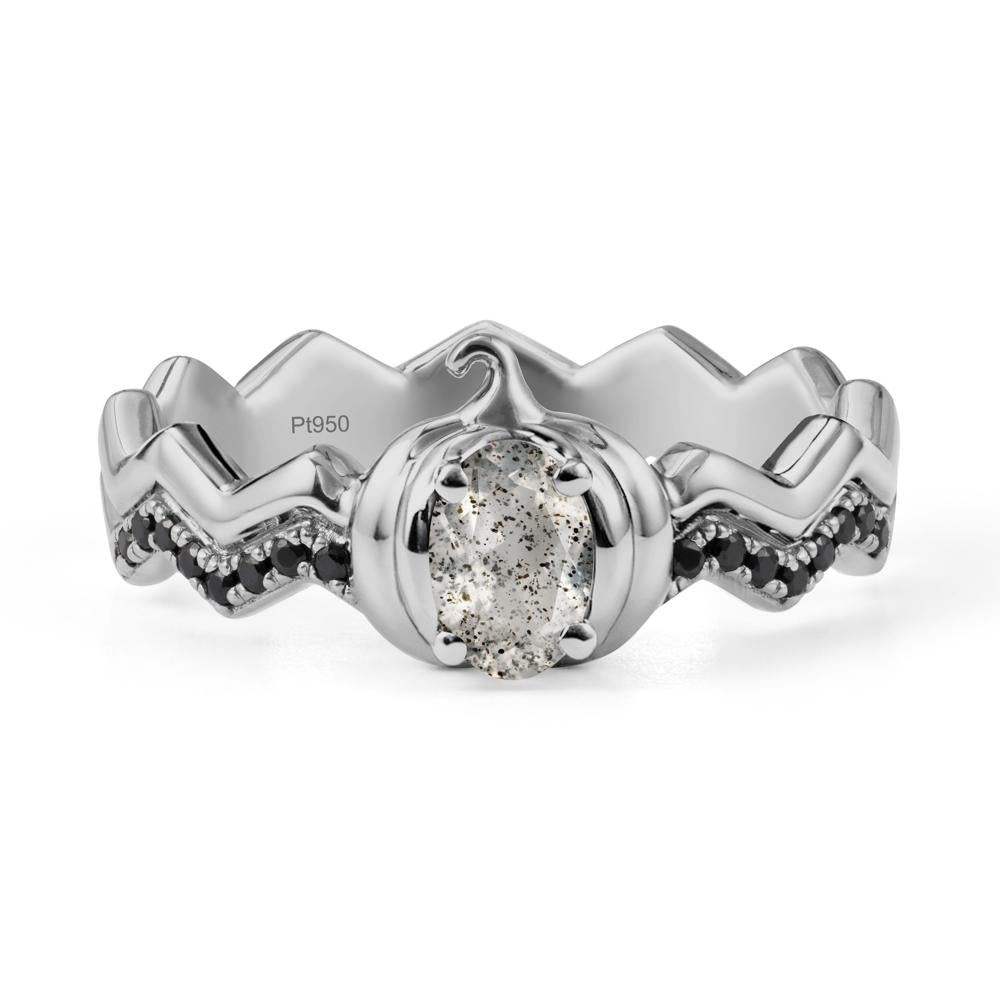 Halloween Pumpkin Herkimer Diamond and Black Spinel Ring - LUO Jewelry #metal_platinum