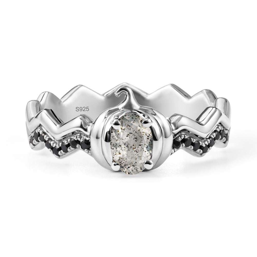 Halloween Pumpkin Herkimer Diamond and Black Spinel Ring - LUO Jewelry #metal_sterling silver