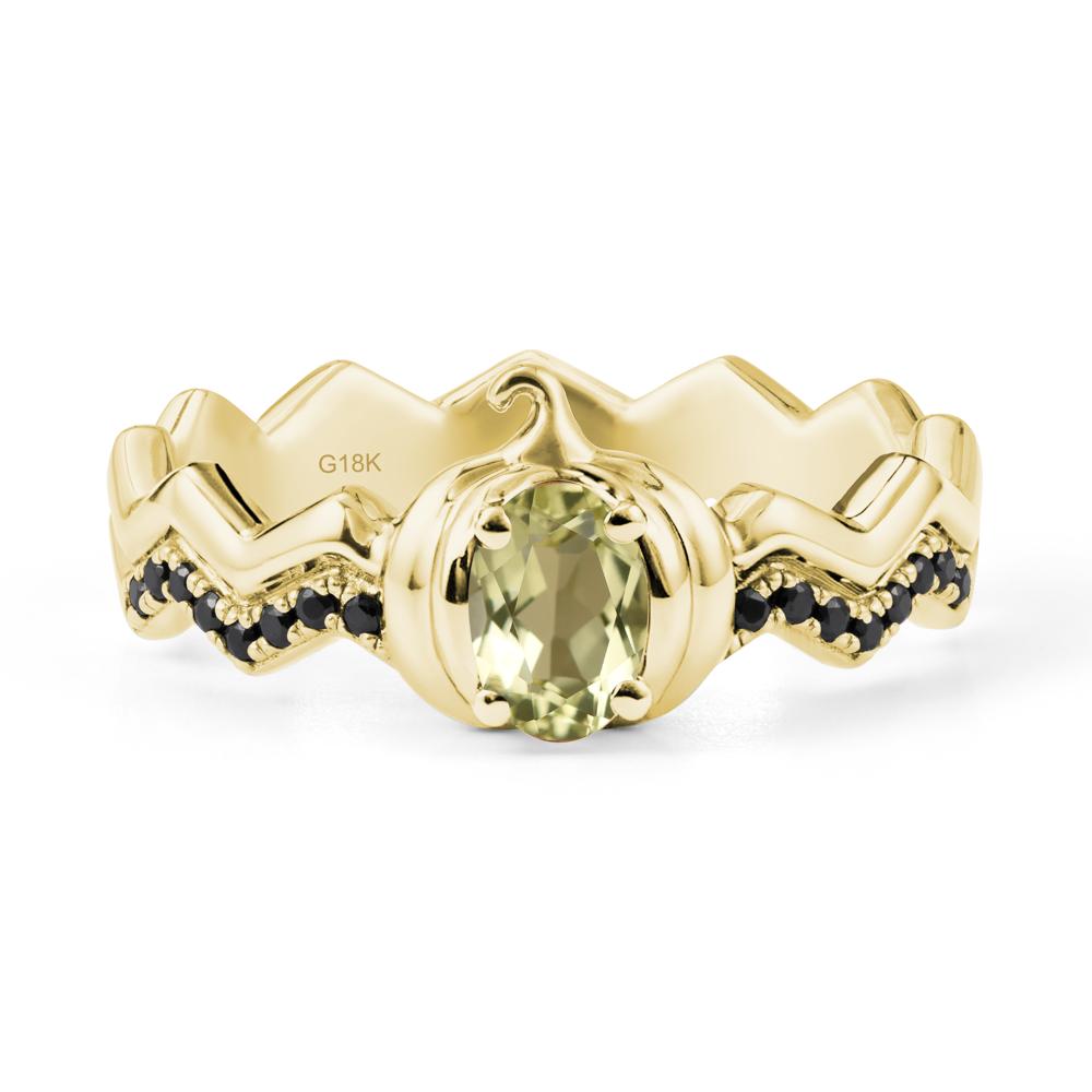 Halloween Pumpkin Lemon Quartz and Black Spinel Ring - LUO Jewelry #metal_18k yellow gold