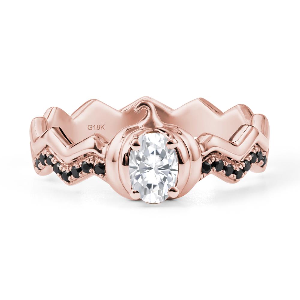 Oval Moissanite and Black Spinel Pumpkin Ring - LUO Jewelry #metal_18k rose gold