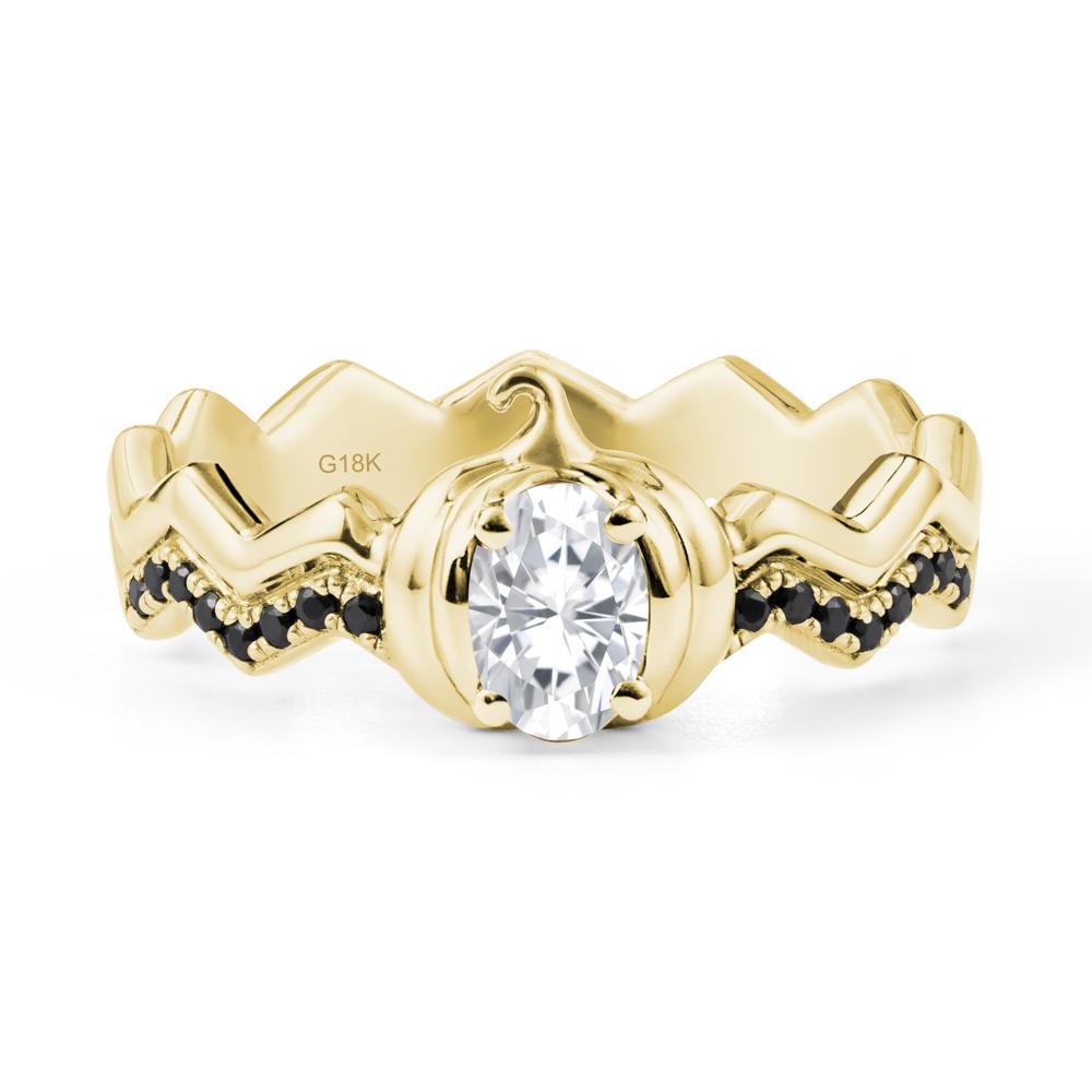 Oval Moissanite and Black Spinel Pumpkin Ring - LUO Jewelry #metal_18k yellow gold