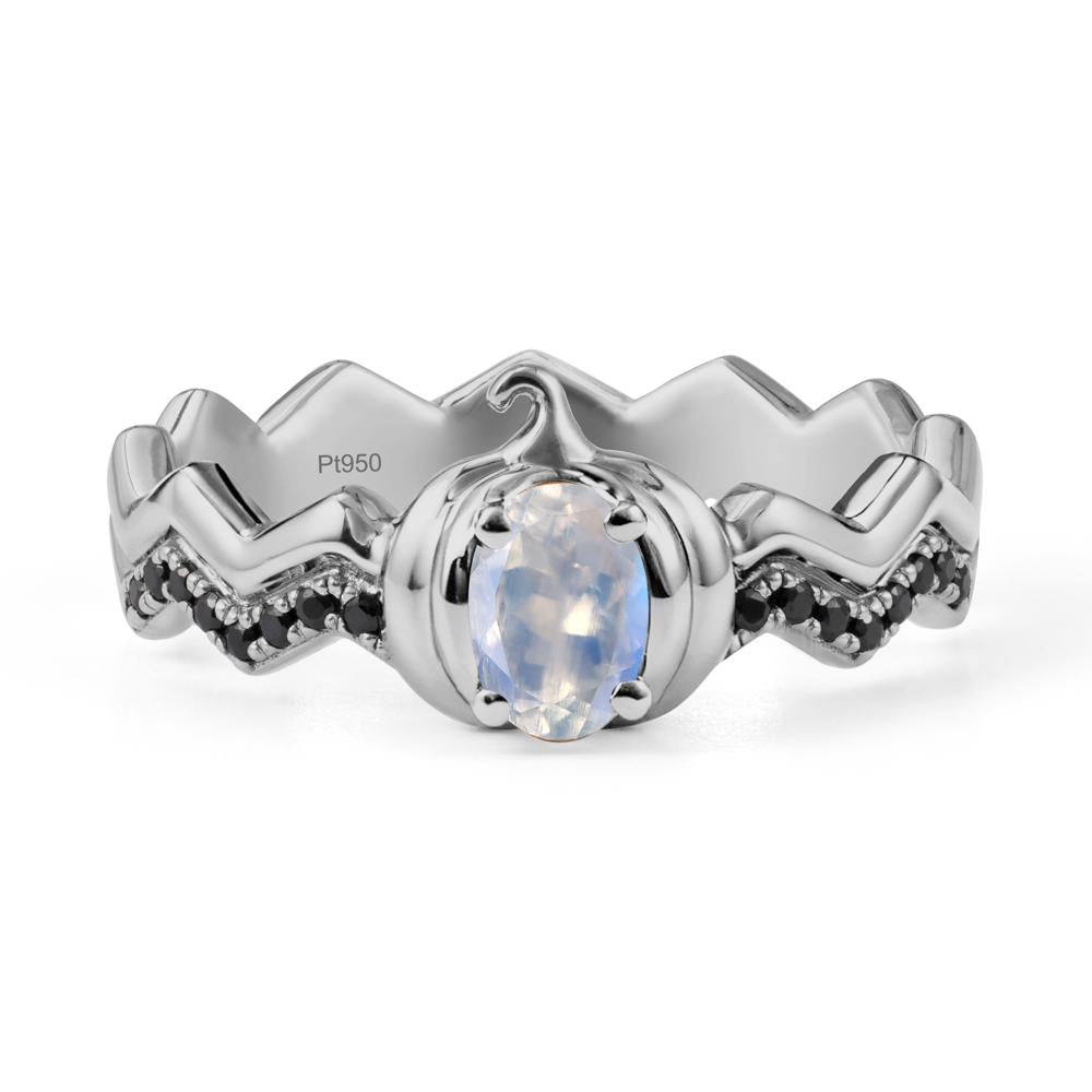 Halloween Pumpkin Moonstone and Black Spinel Ring - LUO Jewelry #metal_platinum