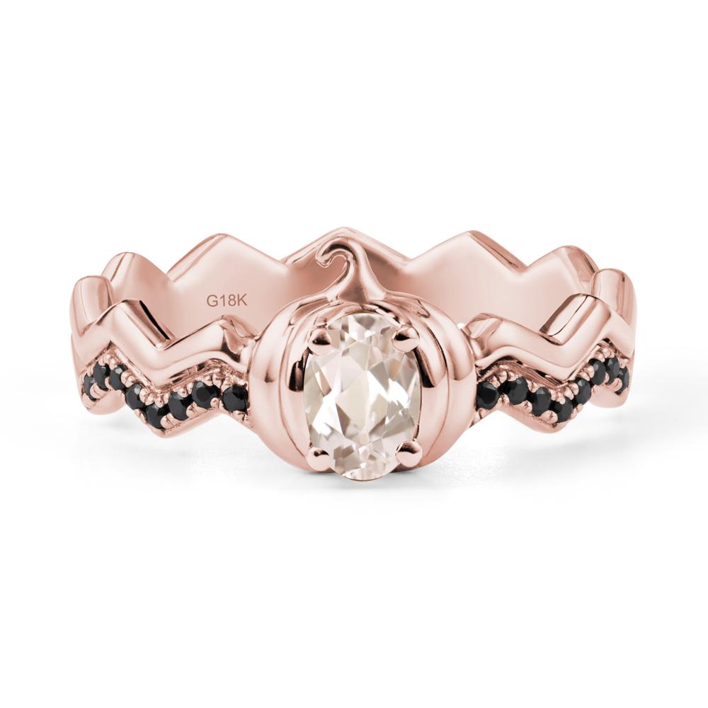 Oval Morganite and Black Spinel Pumpkin Ring - LUO Jewelry #metal_18k rose gold