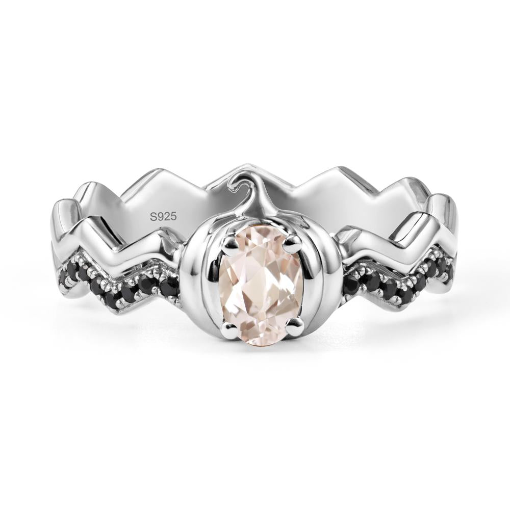 Oval Morganite and Black Spinel Pumpkin Ring - LUO Jewelry #metal_sterling silver