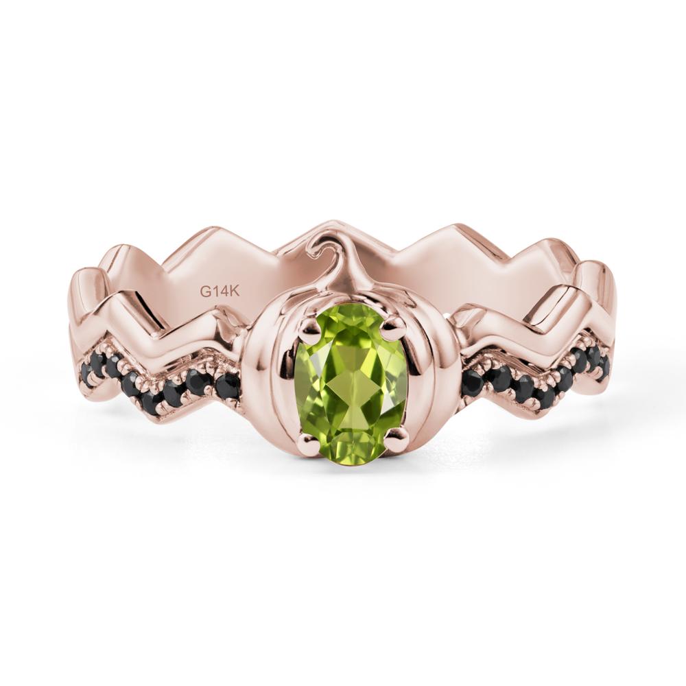 Halloween Pumpkin Peridot and Black Spinel Ring - LUO Jewelry #metal_14k rose gold