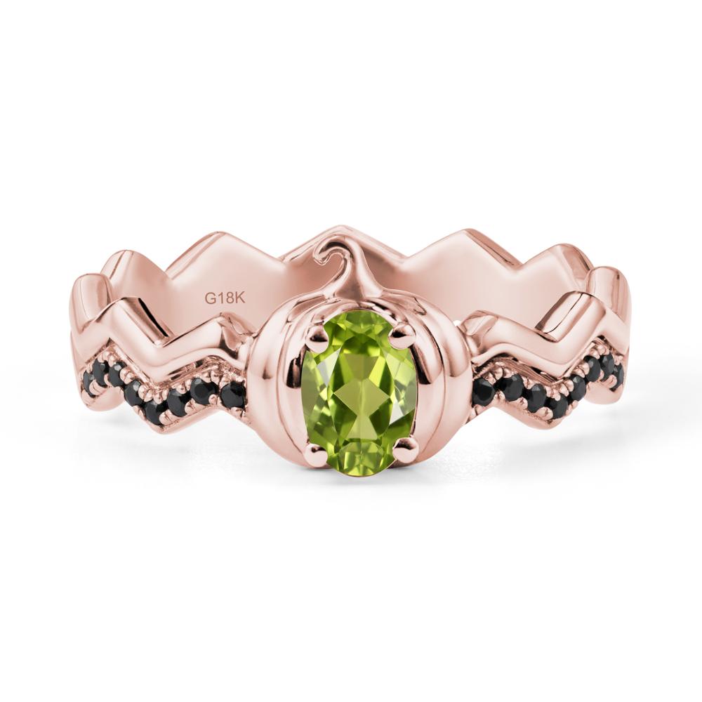 Halloween Pumpkin Peridot and Black Spinel Ring - LUO Jewelry #metal_18k rose gold