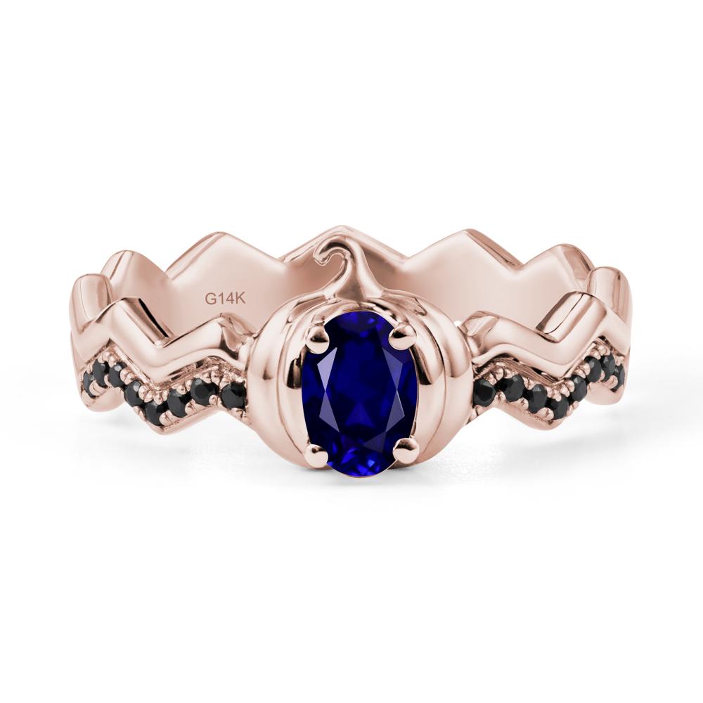 Halloween Pumpkin Sapphire and Black Spinel Ring - LUO Jewelry #metal_14k rose gold