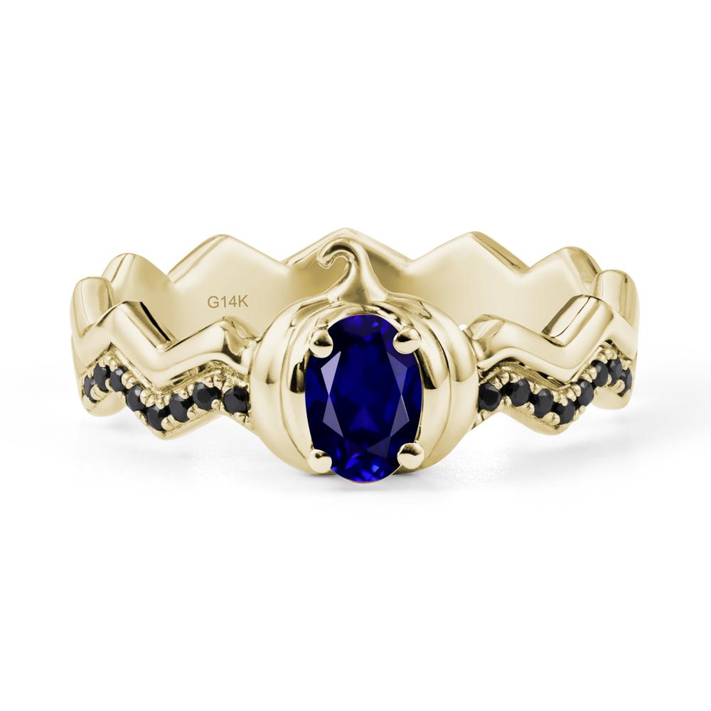 Halloween Pumpkin Sapphire and Black Spinel Ring - LUO Jewelry #metal_14k yellow gold