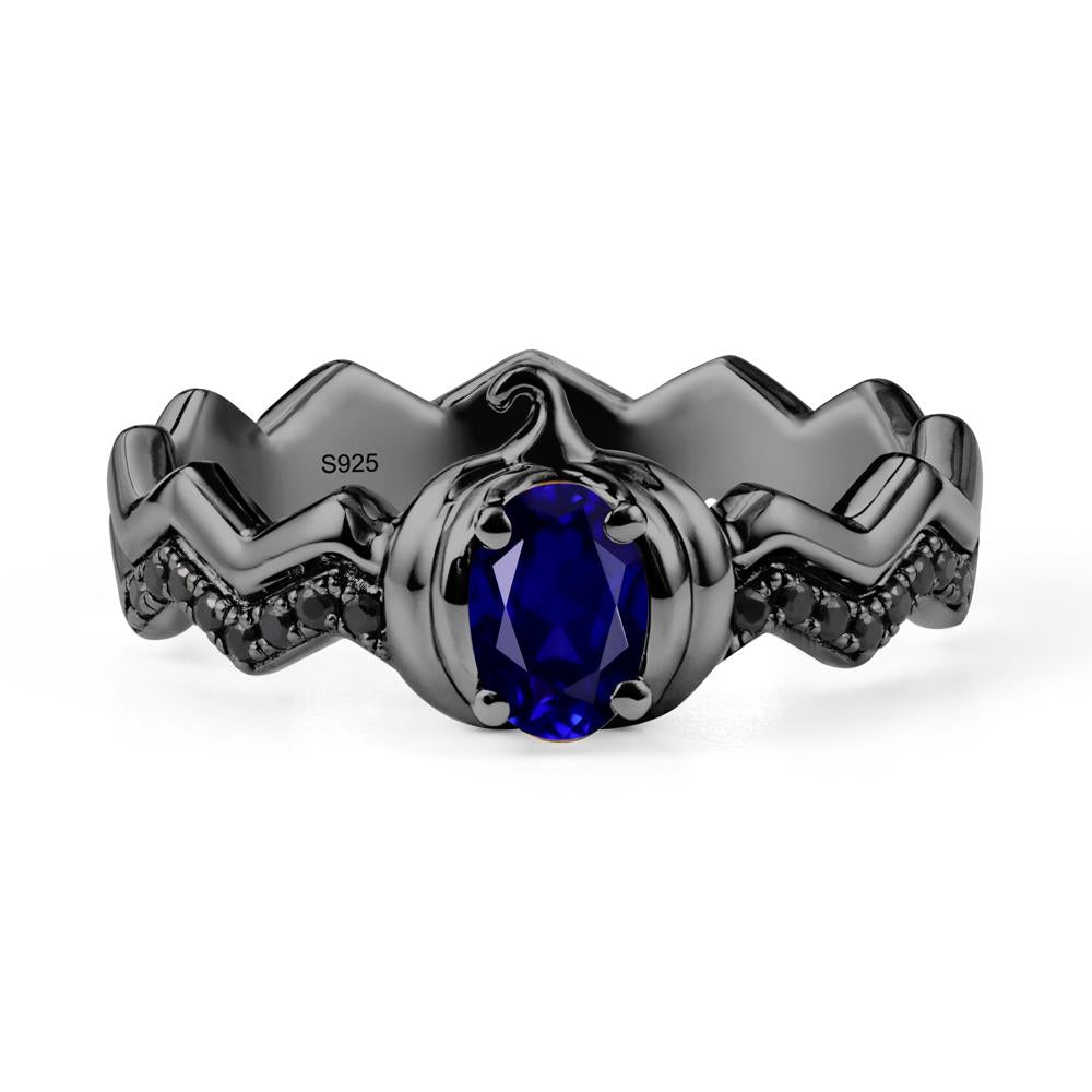 Halloween Pumpkin Sapphire and Black Spinel Ring - LUO Jewelry #metal_black finish sterling silver