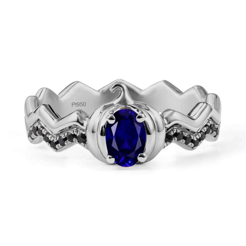 Halloween Pumpkin Sapphire and Black Spinel Ring - LUO Jewelry #metal_platinum