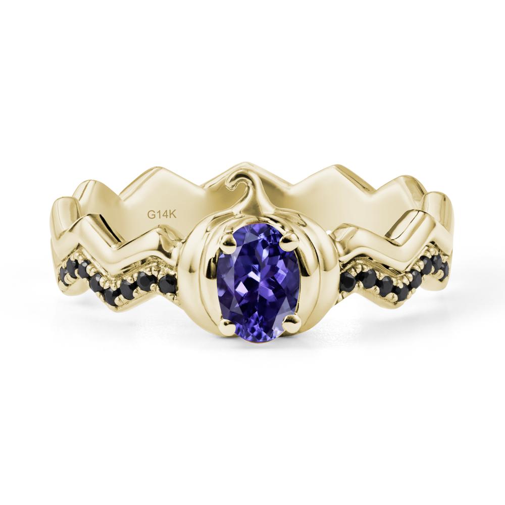 Halloween Pumpkin Tanzanite and Black Spinel Ring - LUO Jewelry #metal_14k yellow gold