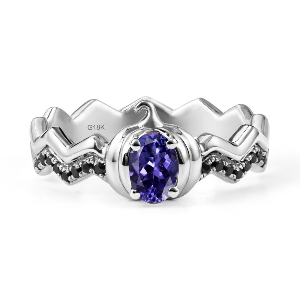 Halloween Pumpkin Tanzanite and Black Spinel Ring - LUO Jewelry #metal_18k white gold