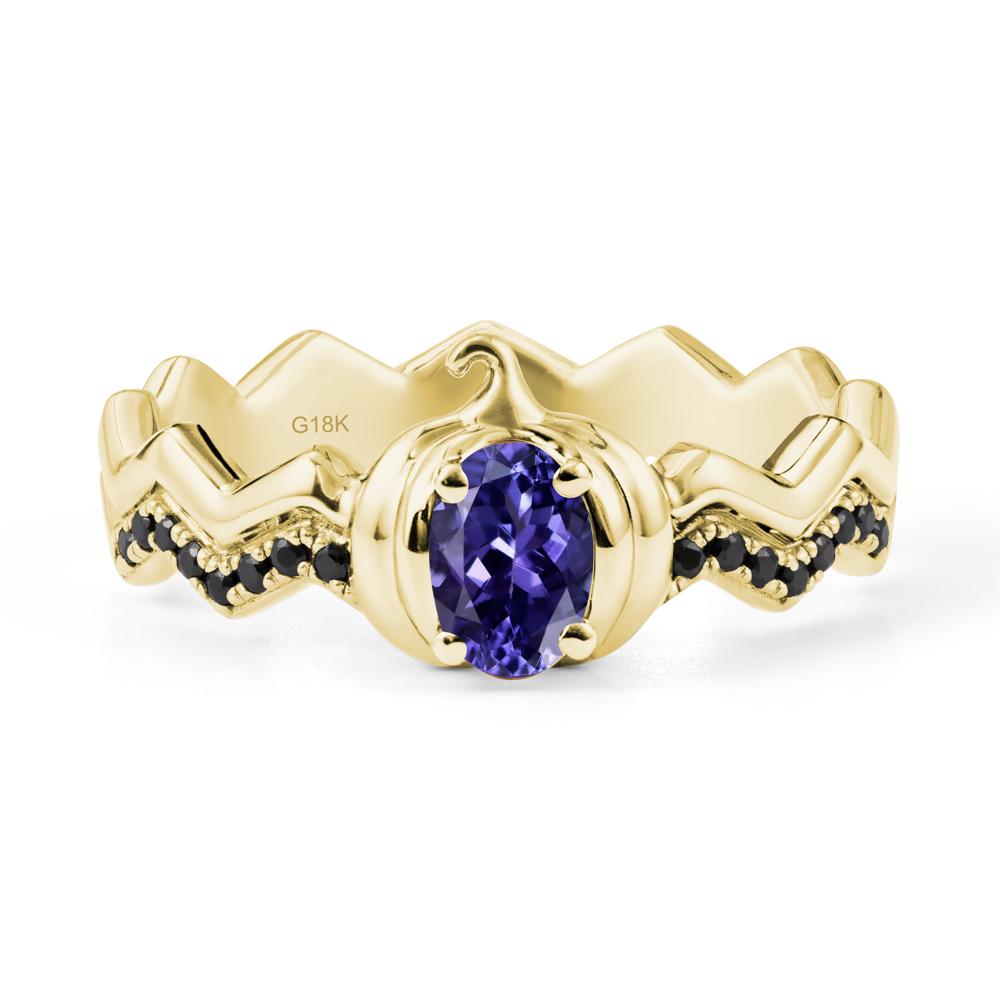 Halloween Pumpkin Tanzanite and Black Spinel Ring - LUO Jewelry #metal_18k yellow gold