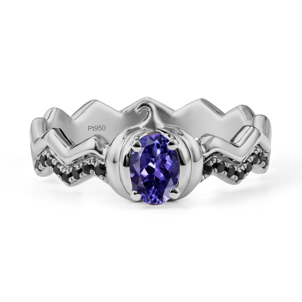 Halloween Pumpkin Tanzanite and Black Spinel Ring - LUO Jewelry #metal_platinum
