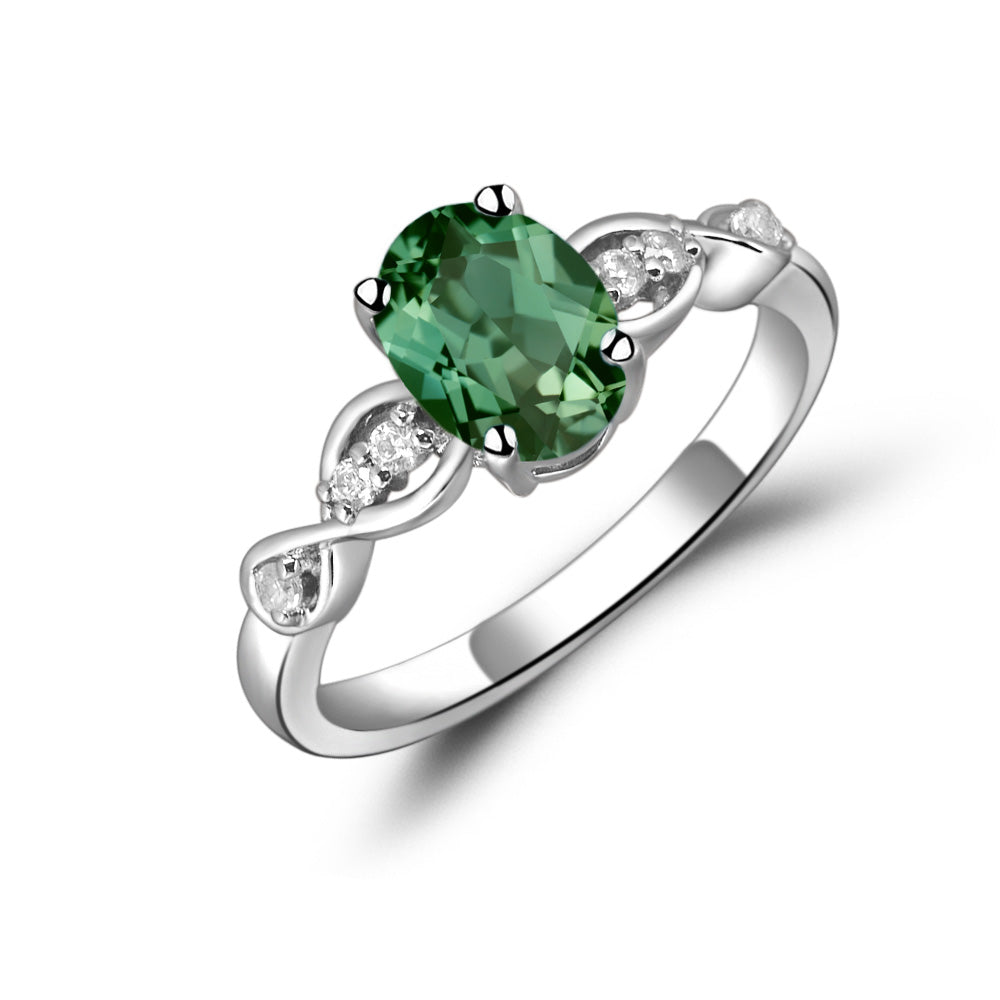 Oval Green Sapphire Infinity Engagement Ring - LUO Jewelry 
