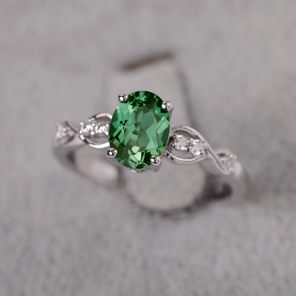 Oval Green Sapphire Infinity Engagement Ring - LUO Jewelry 