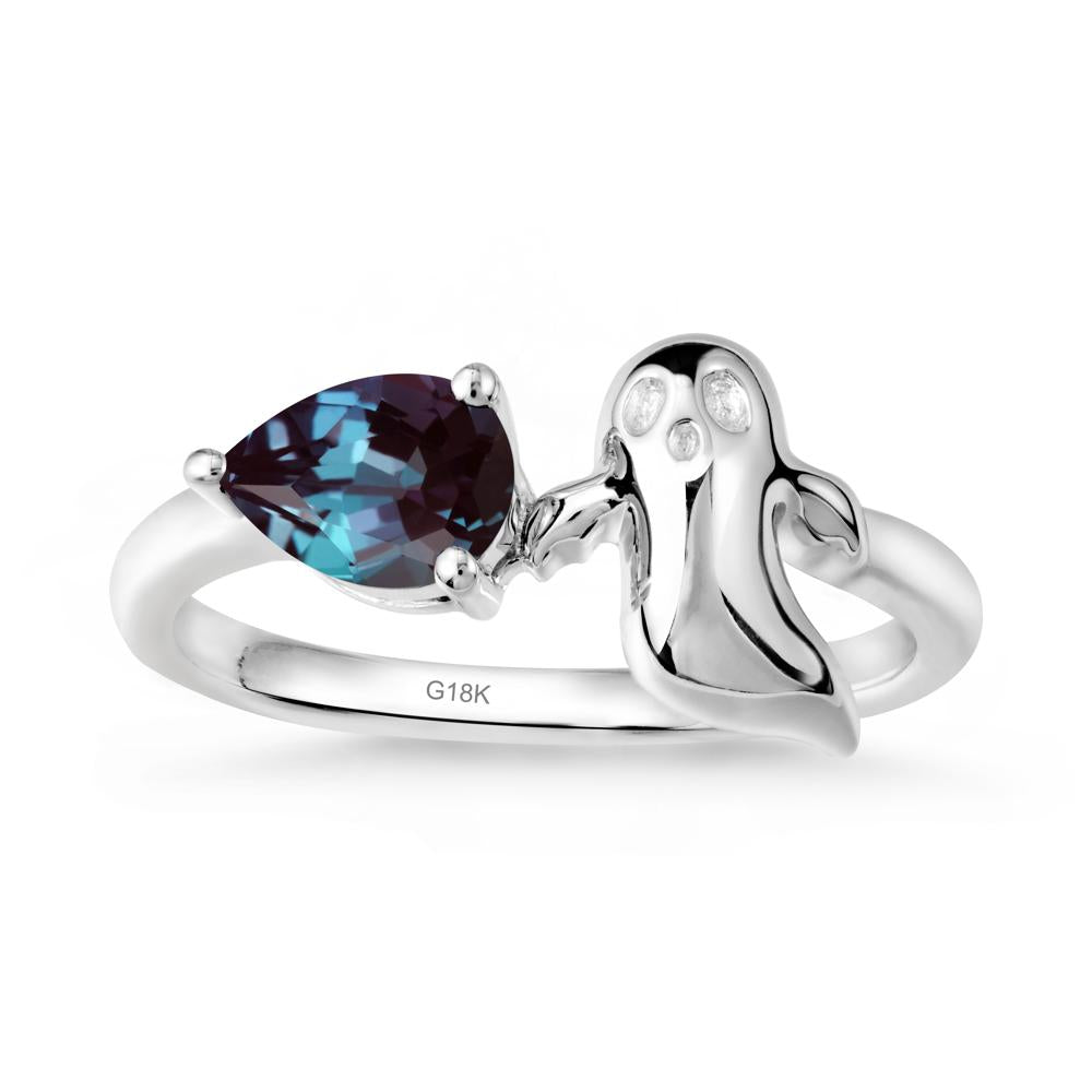 Halloween Ghost Alexandrite Ring - LUO Jewelry #metal_18k white gold