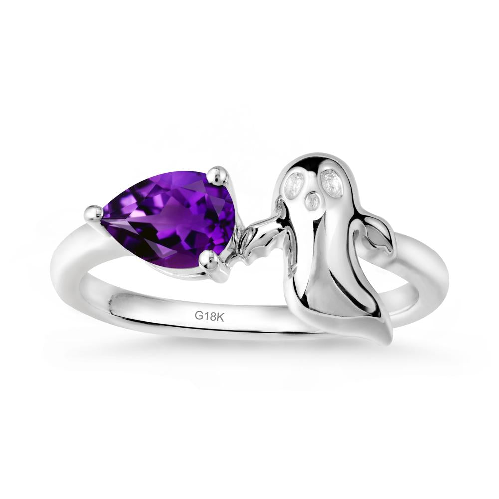 Gothic Ghost Amethyst Ring - LUO Jewelry #metal_18k white gold