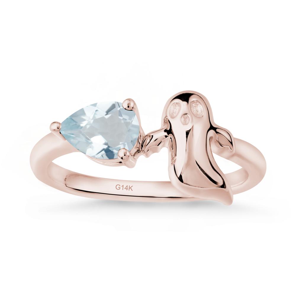 Pear Shapped Aquamarine Gothic Ring - LUO Jewelry #metal_14k rose gold