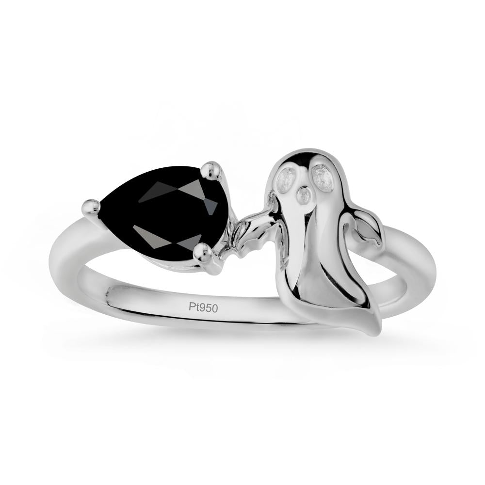 Gothic Ghost Black Spinel Ring - LUO Jewelry #metal_platinum