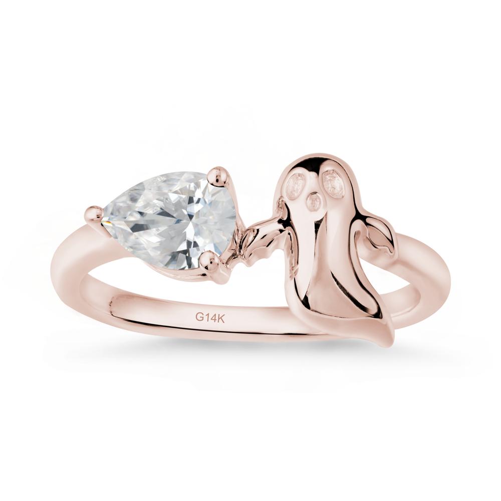Halloween Ghost Cubic Zirconia Ring - LUO Jewelry #metal_14k rose gold