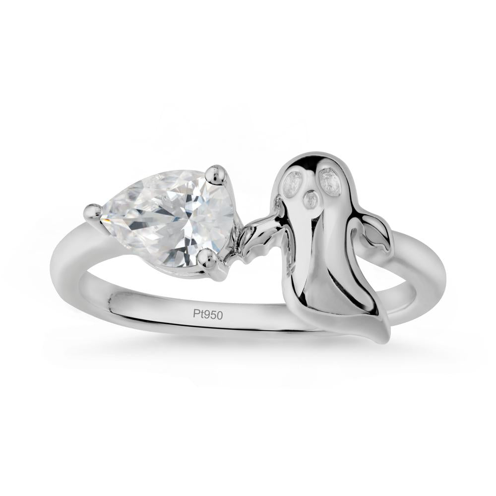 Halloween Ghost Cubic Zirconia Ring - LUO Jewelry #metal_platinum