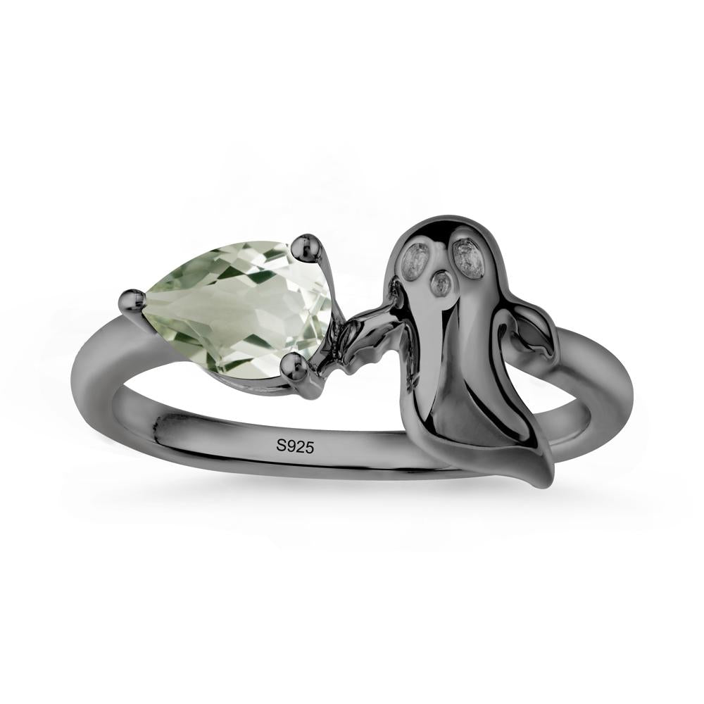 Halloween Ghost Green Amethyst Ring - LUO Jewelry #metal_black finish sterling silver