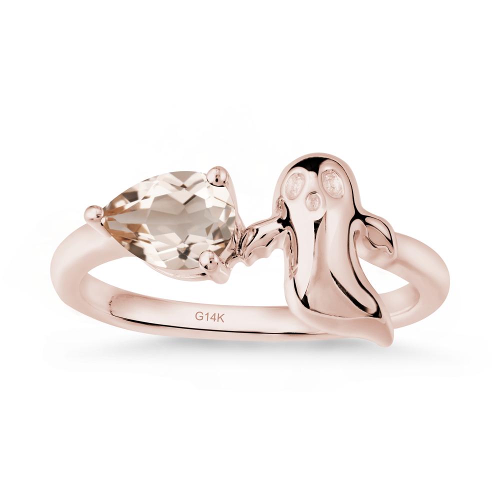 Pear Shapped Morganite Gothic Ring - LUO Jewelry #metal_14k rose gold