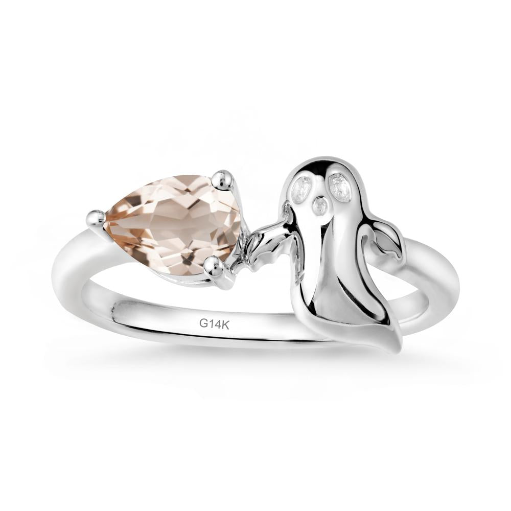 Pear Shapped Morganite Gothic Ring - LUO Jewelry #metal_14k white gold