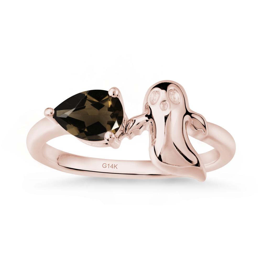 Halloween Ghost Smoky Quartz Ring - LUO Jewelry #metal_14k rose gold