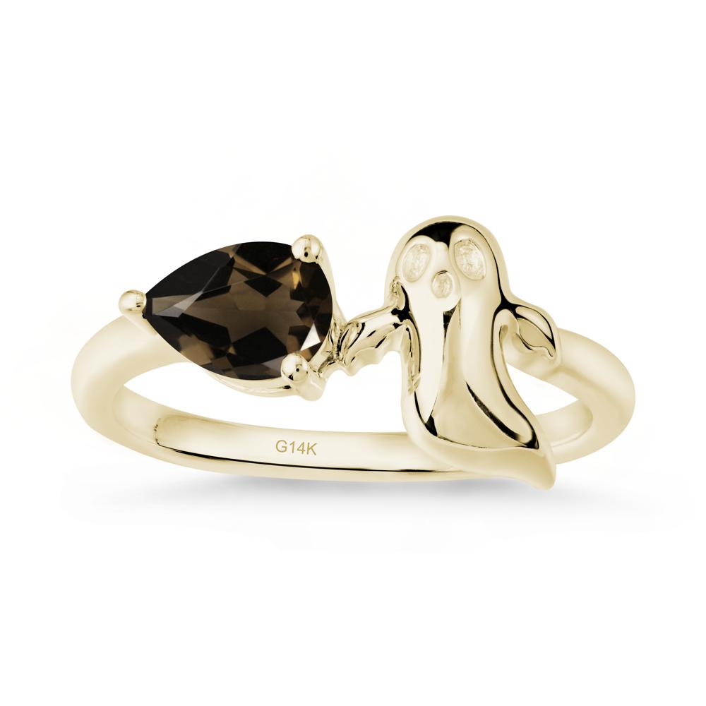 Halloween Ghost Smoky Quartz Ring - LUO Jewelry #metal_14k yellow gold