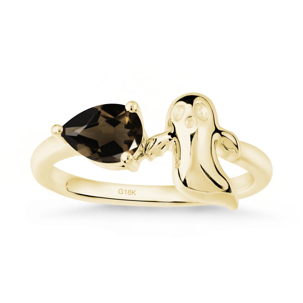 Halloween Ghost Smoky Quartz Ring - LUO Jewelry #metal_18k yellow gold