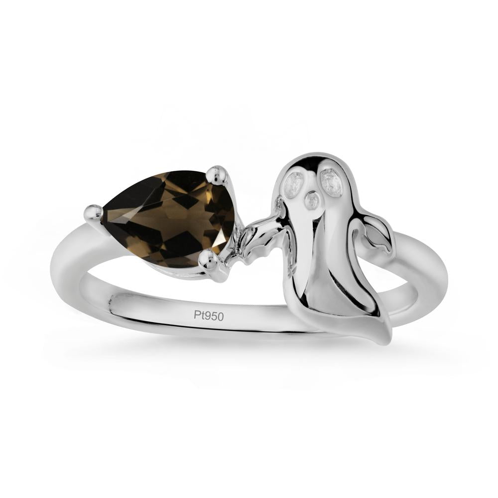 Halloween Ghost Smoky Quartz Ring - LUO Jewelry #metal_platinum