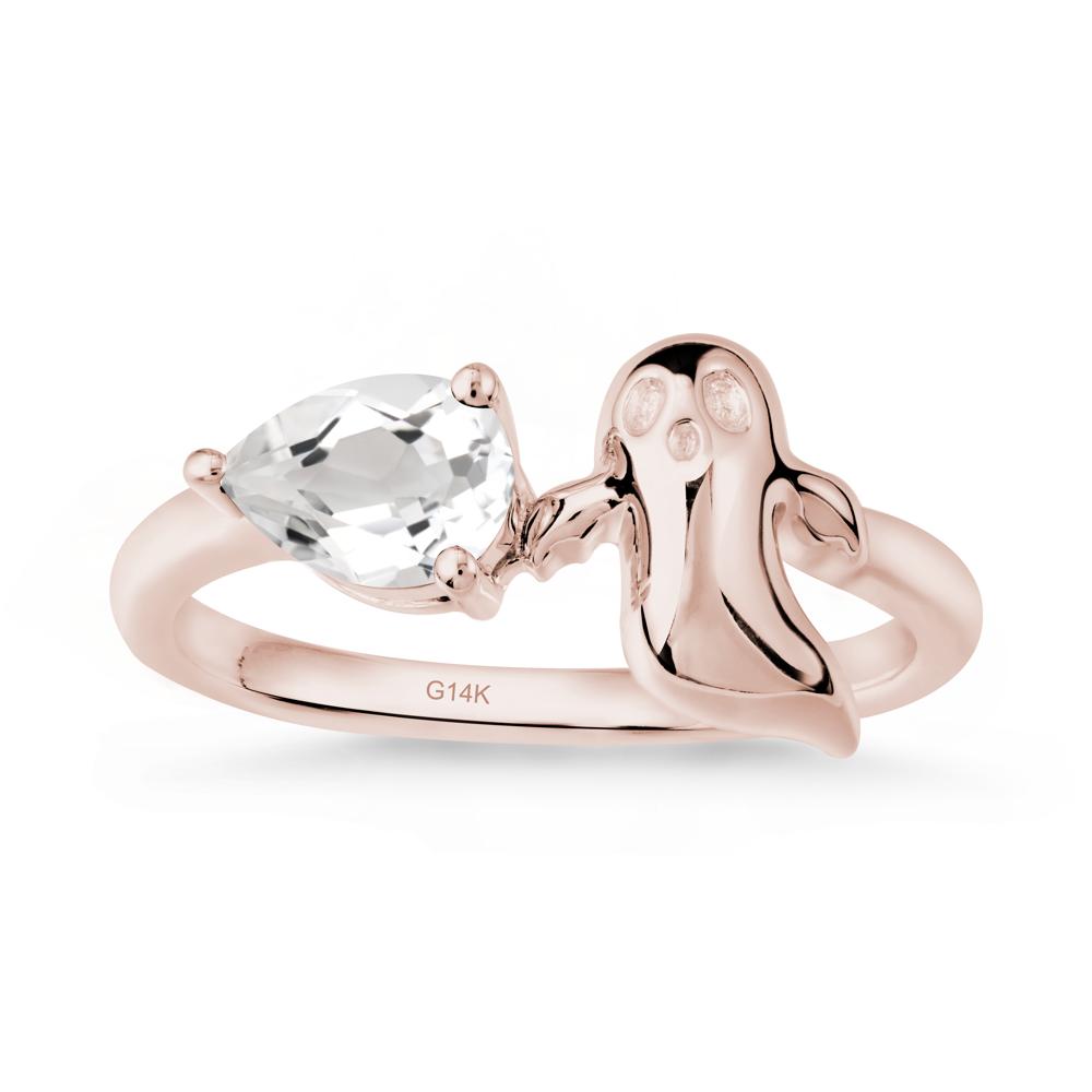 Pear Shapped White Topaz Gothic Ring - LUO Jewelry #metal_14k rose gold