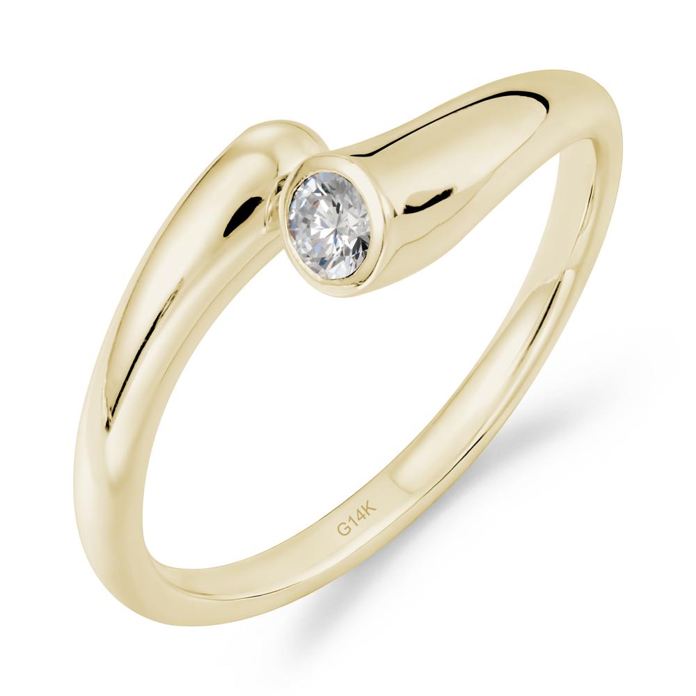 Simple Bypass Cubic Zirconia Ring - LUO Jewelry #metal_14k yellow gold